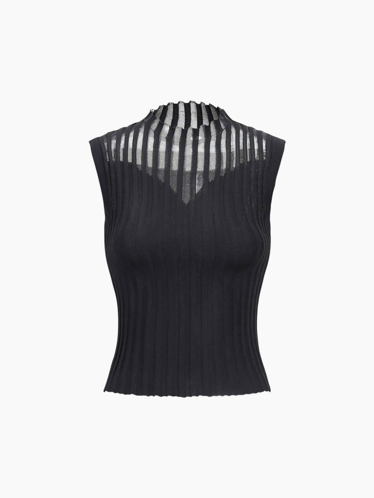 Pileli Triko Yelek Siyah Slim Fit