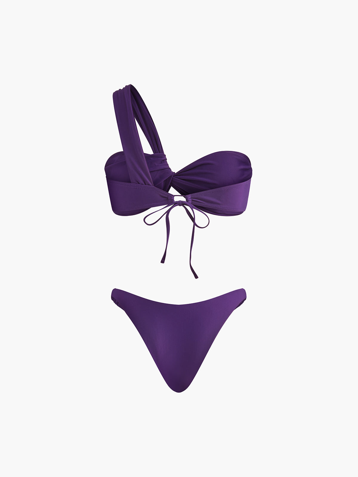 Asimetrik İpli Bikini Takımı Mor Çıkarılabilir Pedli
