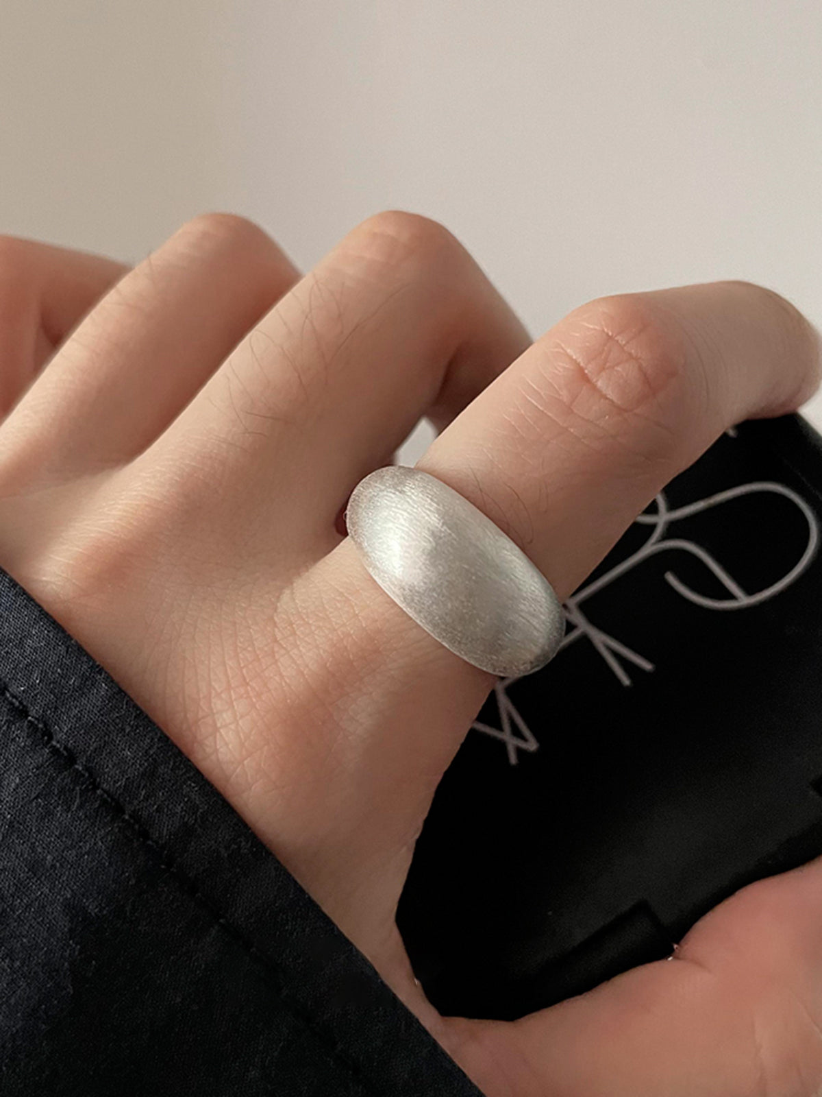 Minimalist Oval Fırçalı Yüzük Gümüş Ayarlanabilir