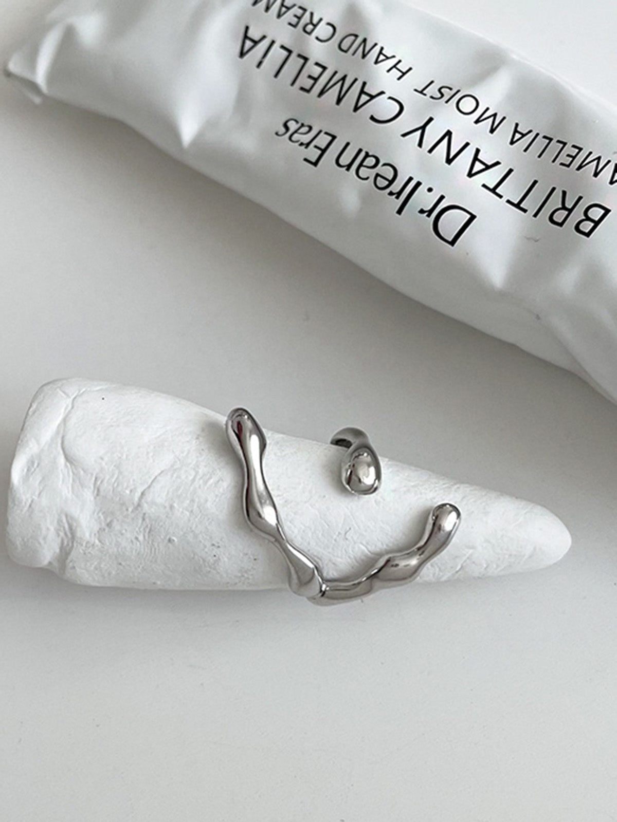 Minimalist Hilal Ay Yüzük Gümüş Ayarlanabilir Bakır