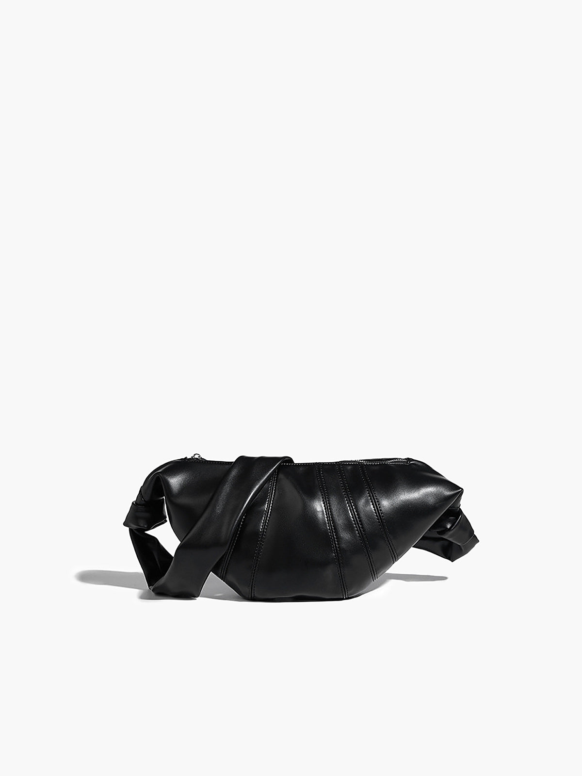 Dokulu Kruvasan Çapraz Çanta Siyah Minimalist