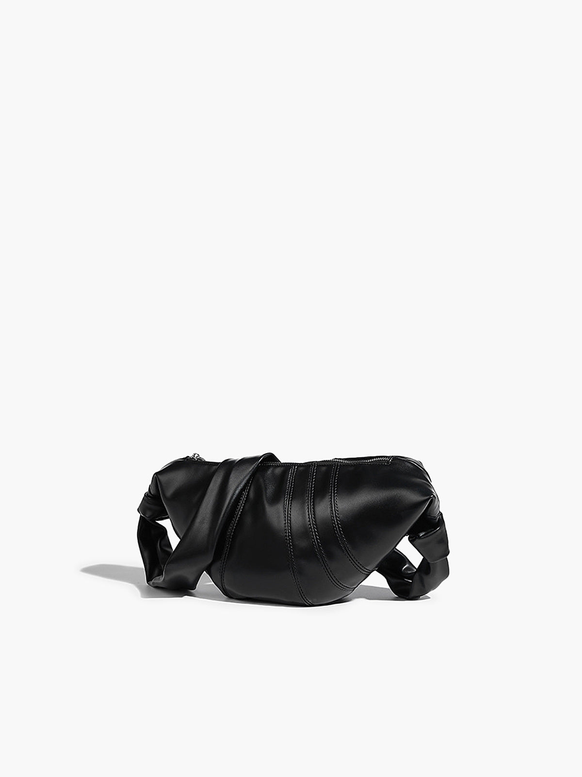 Dokulu Kruvasan Çapraz Çanta Siyah Minimalist