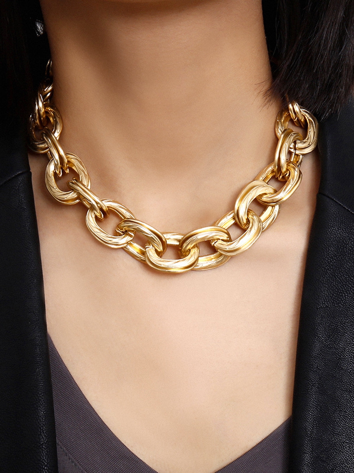 Kalın Altın Link Kolye Zincir Model