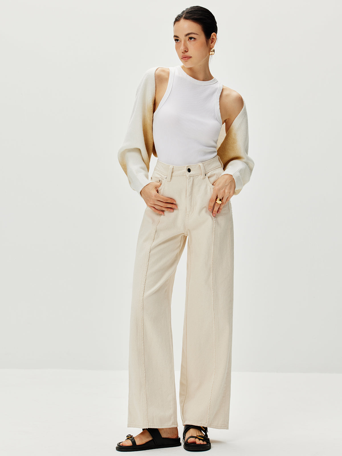 Oversize Gradient Örgü Hırka - 4. görünüm