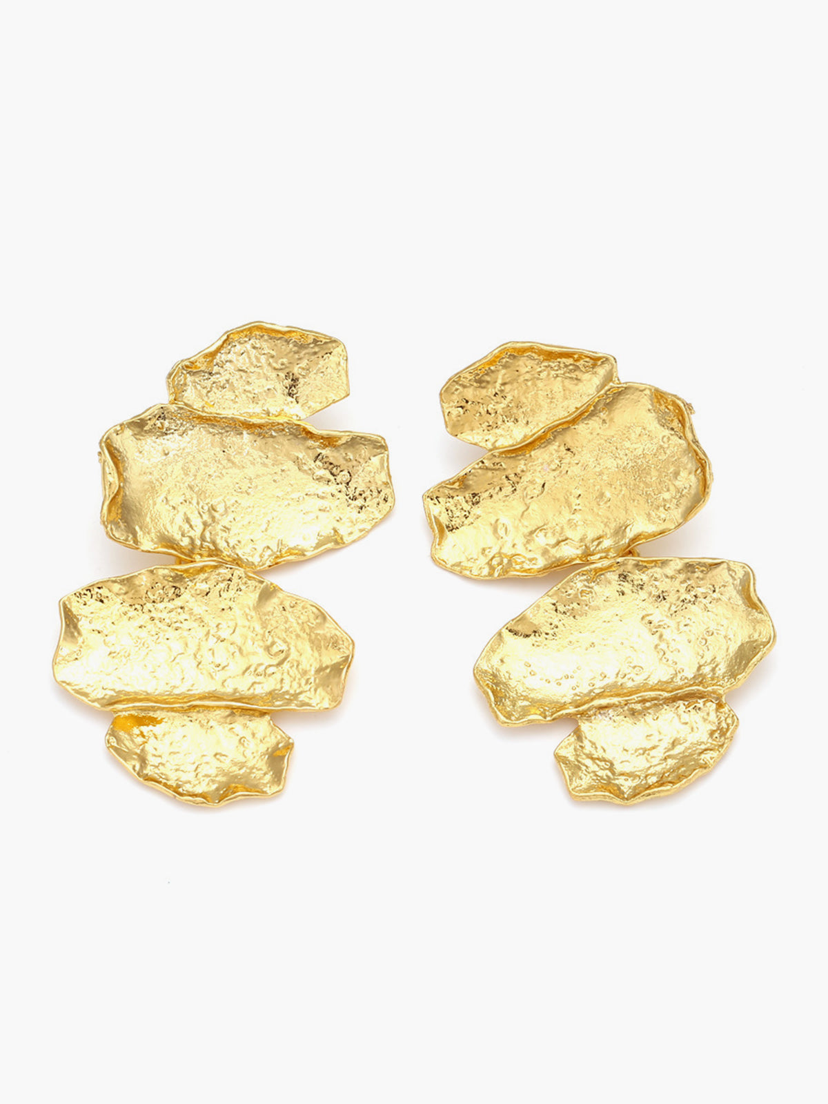 Düzensiz Altın Yaprak Damla Küpe Gold