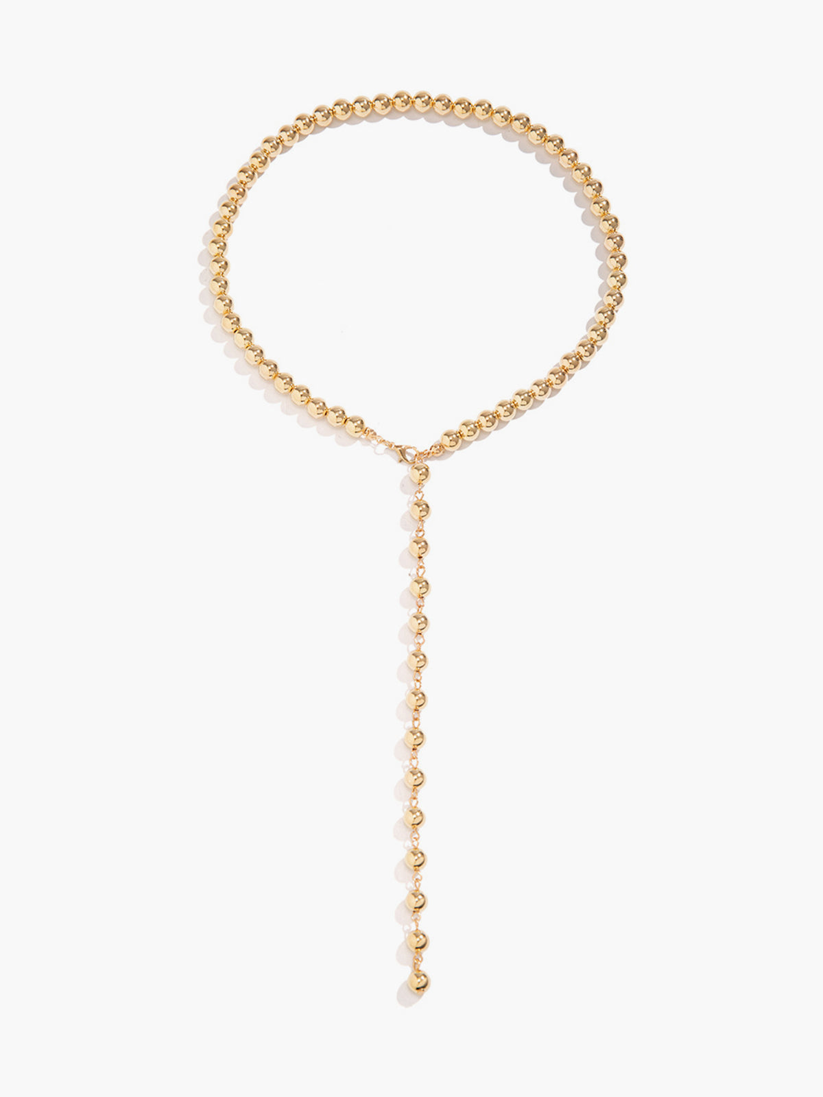 Minimalist Boncuklu Püsküllü Kolye Altın