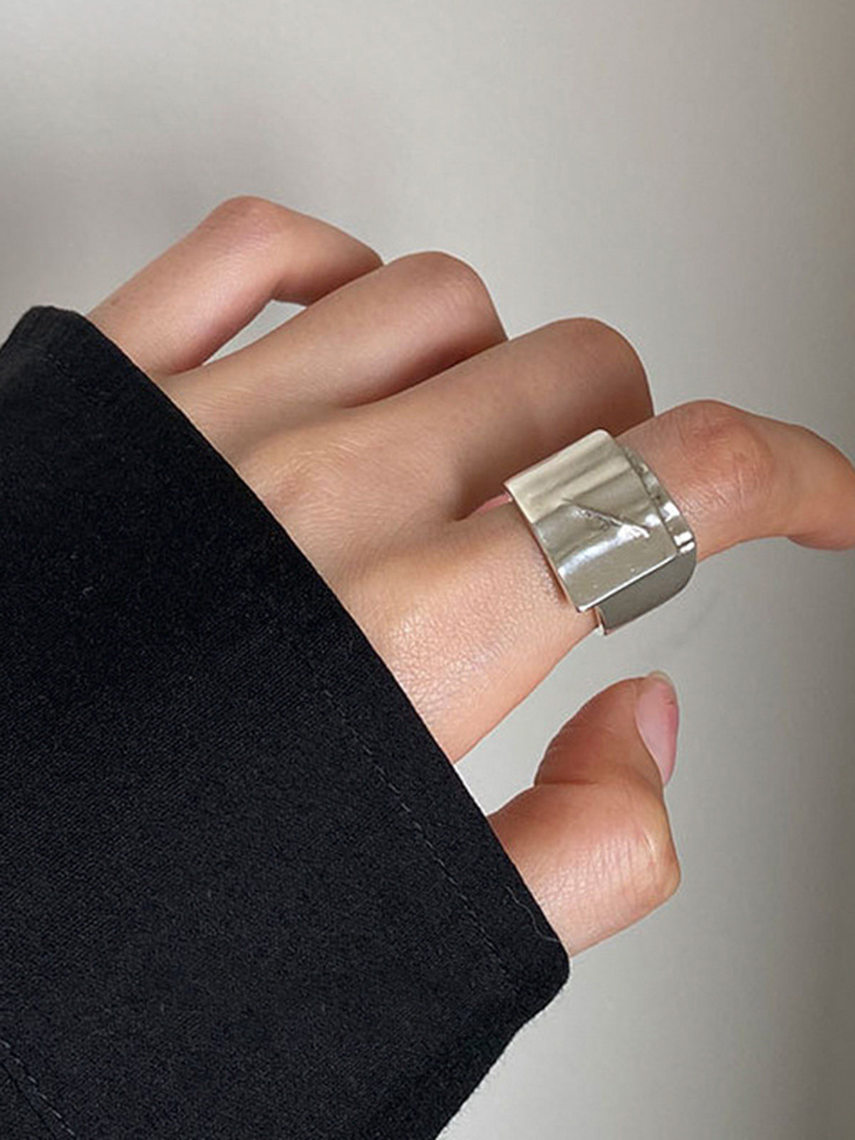 Minimalist Tünel Açık Yüzük Gümüş Bakır