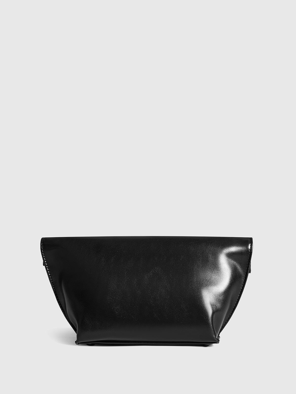 Minimalist Yuvarlak Kenar Zarf Clutch Çantası Siyah