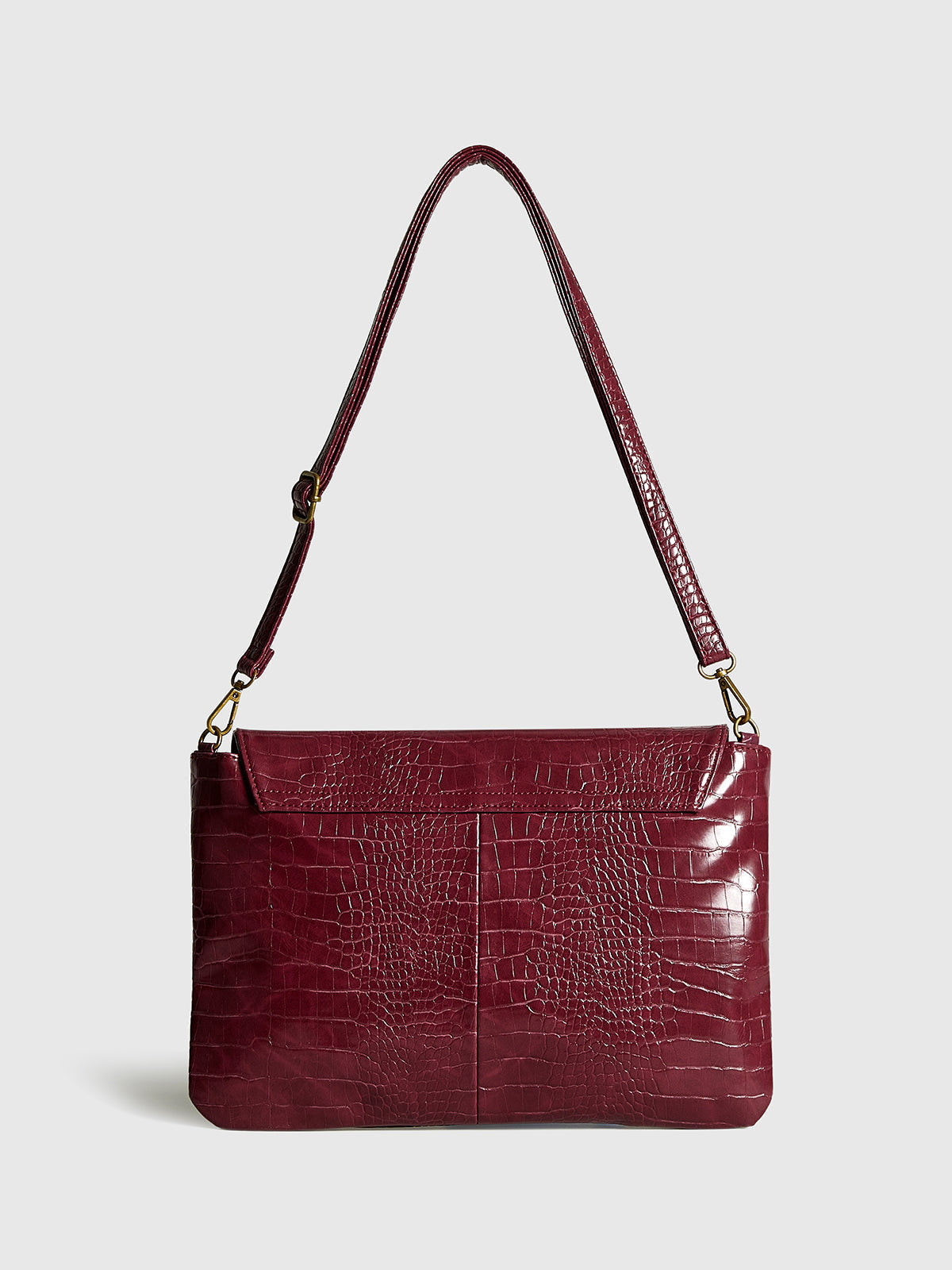 Timsah Desenli Büyük Kapasiteli El Çantası Bordo