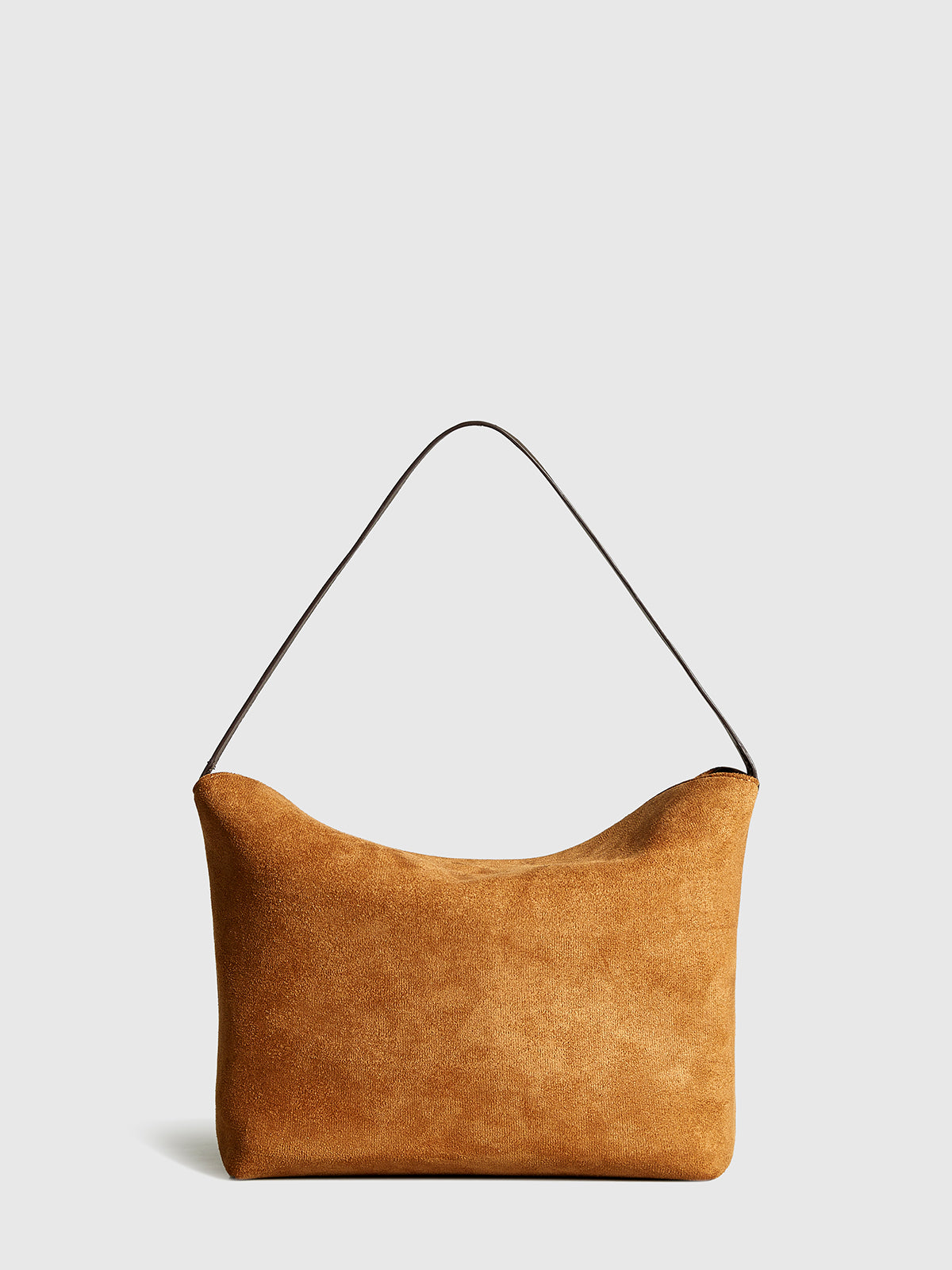 Minimalist Fermuarlı Yastık Omuz Çantası Kahverengi