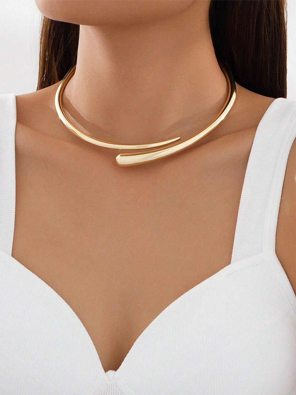 Su Damlası Açık Choker Altın Renk Alaşım