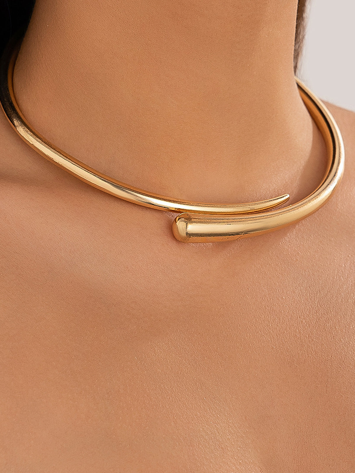 Su Damlası Açık Choker Altın Renk Alaşım