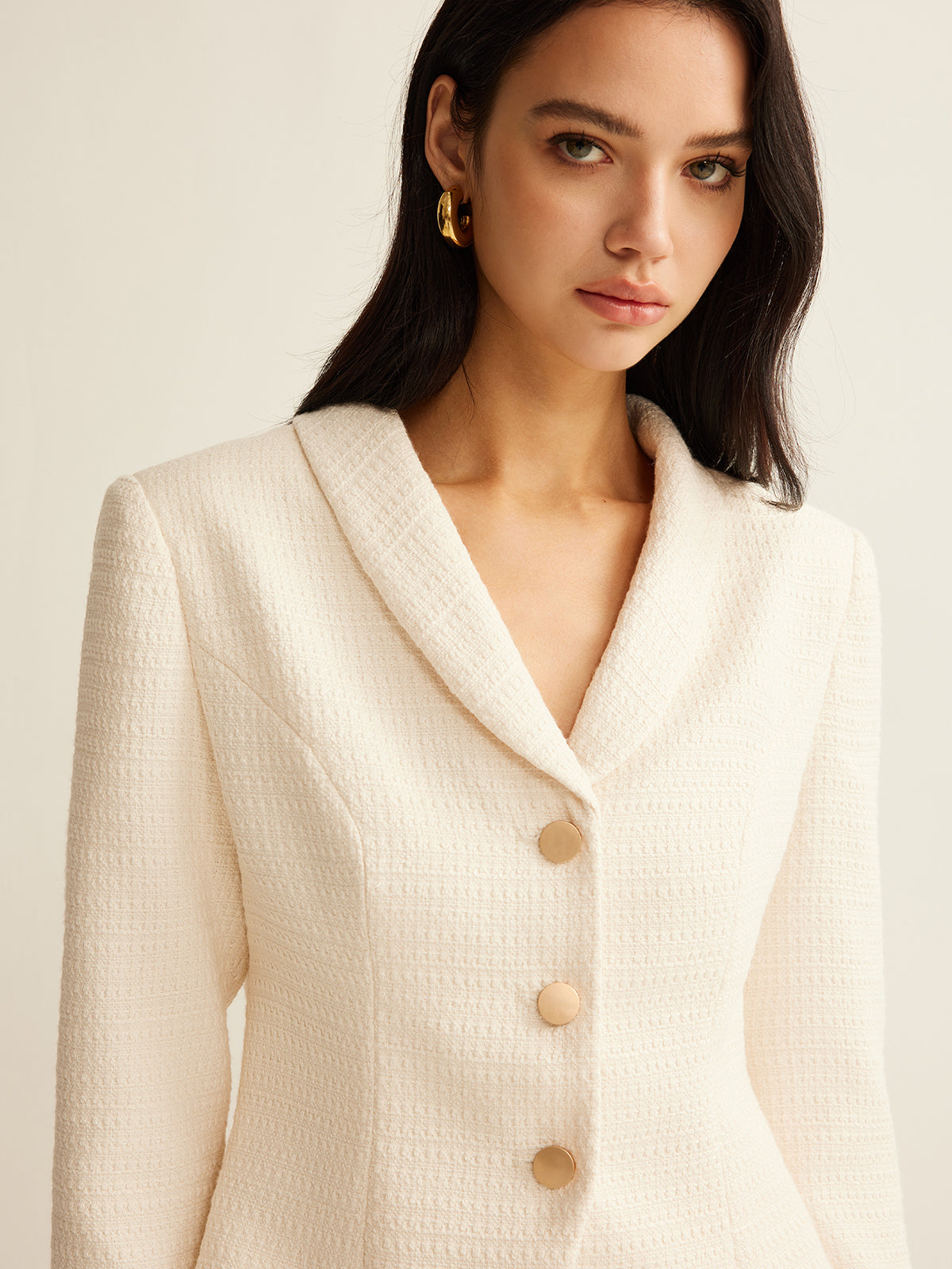 3/4 Uzunlukta Kollu Tweed Blazer - 2. görünüm