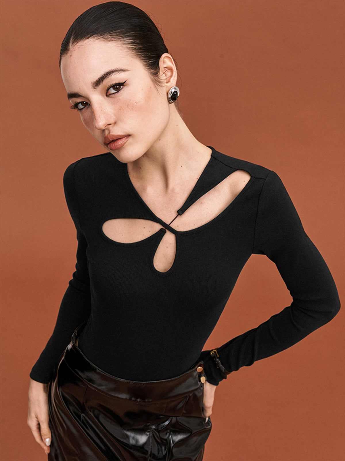Kesikli Dar Bodysuit - 3. görünüm