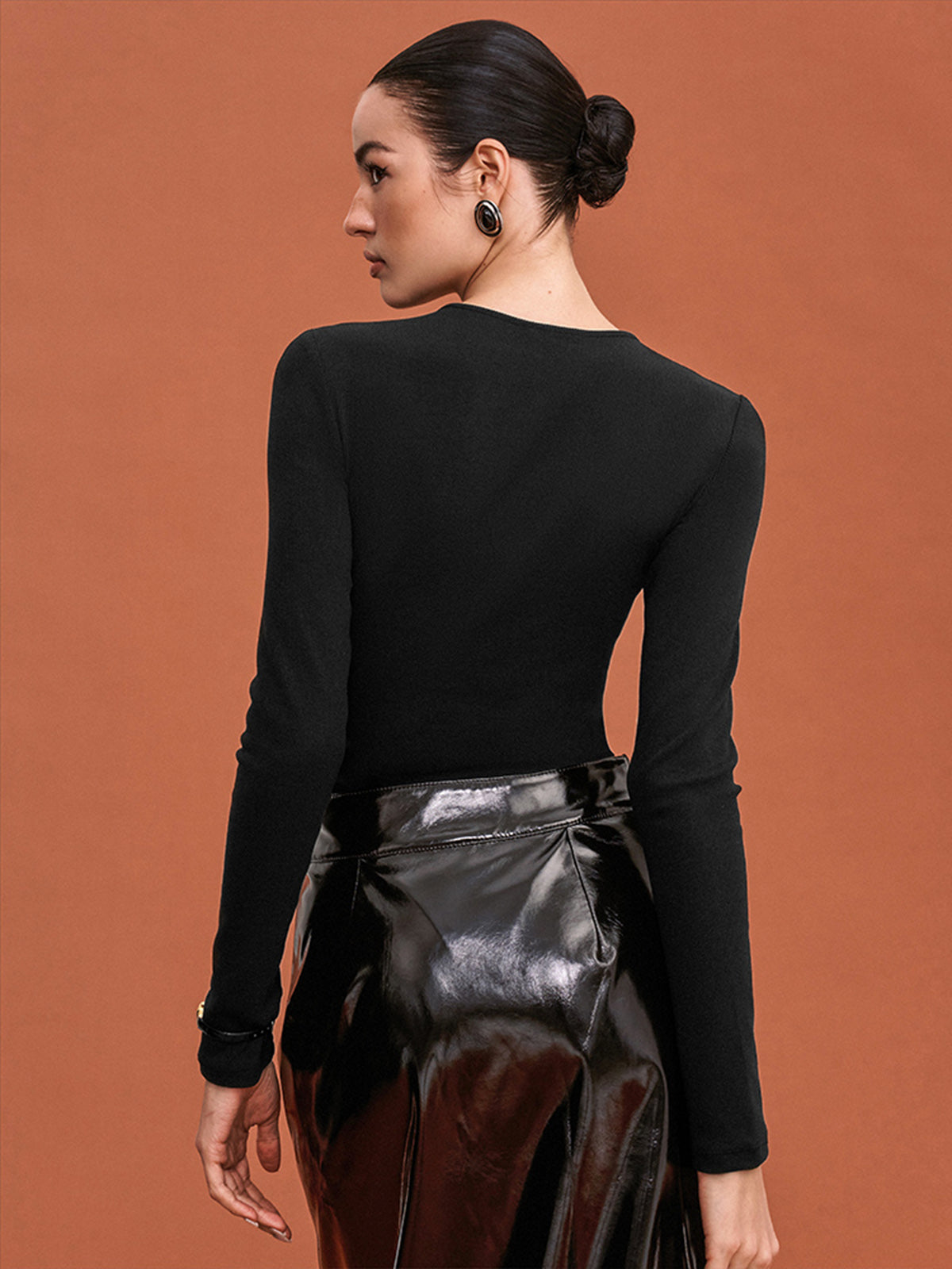 Kesikli Dar Bodysuit - 5. görünüm