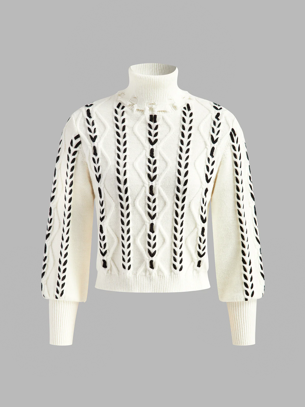 Balıkçı Yaka Kazak Raw Hem Twist Kazak
