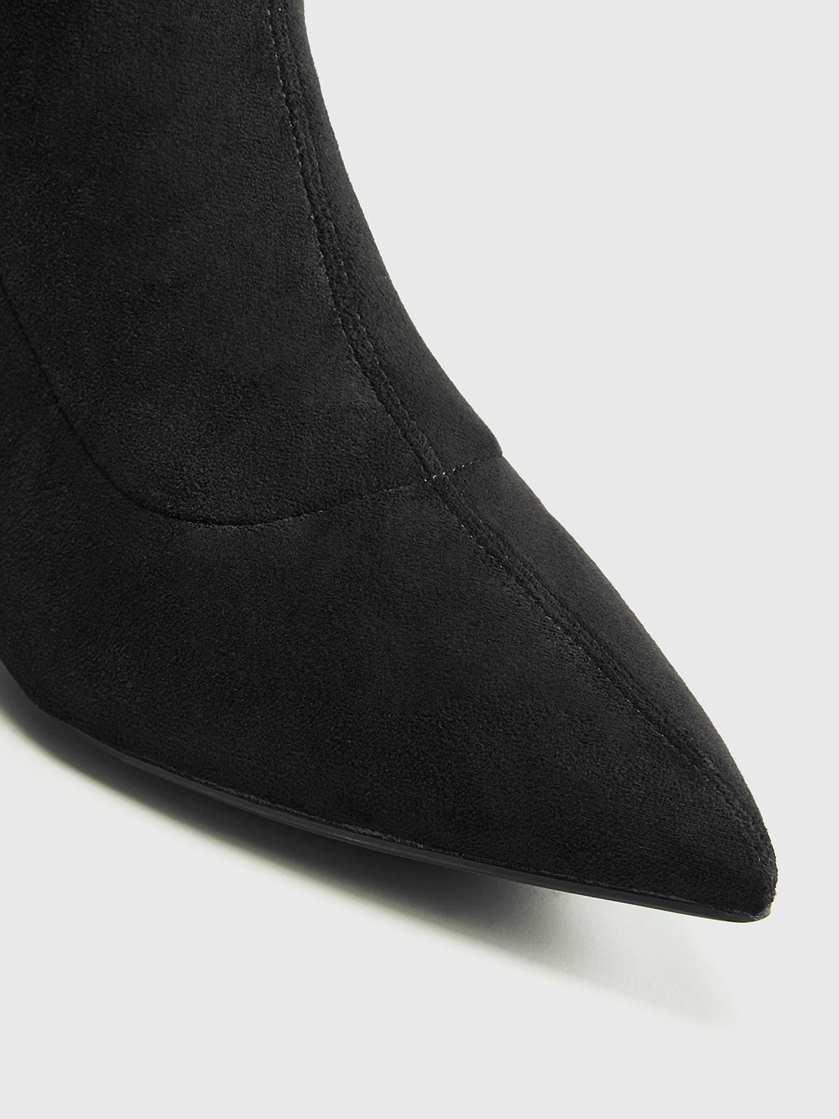 Slingback Topuklu Süet Bot Siyah 7cm Topuk Sivri Burun