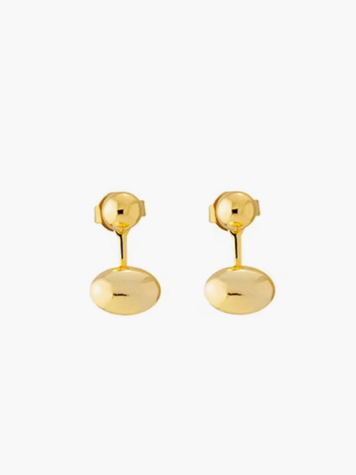 Oval Fasulye Stud Küpeleri 18k Altın Kaplama