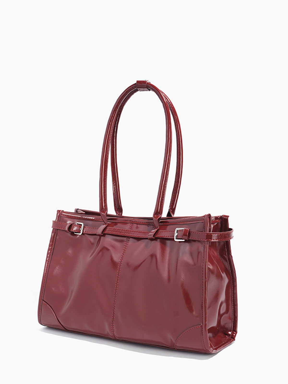 Minimalist Tote Çanta Bordo Taşınabilir Üst Kollu
