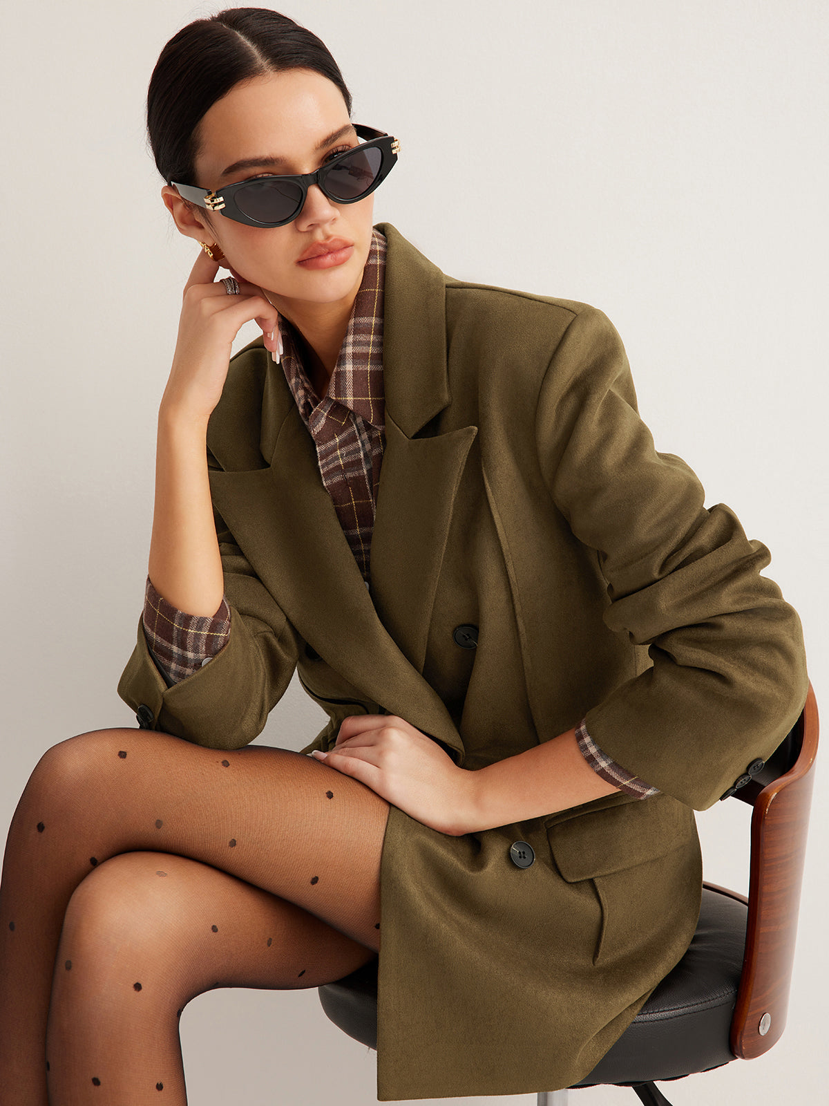 Süet Arkası Yırtmaçlı Blazer - 7. görünüm