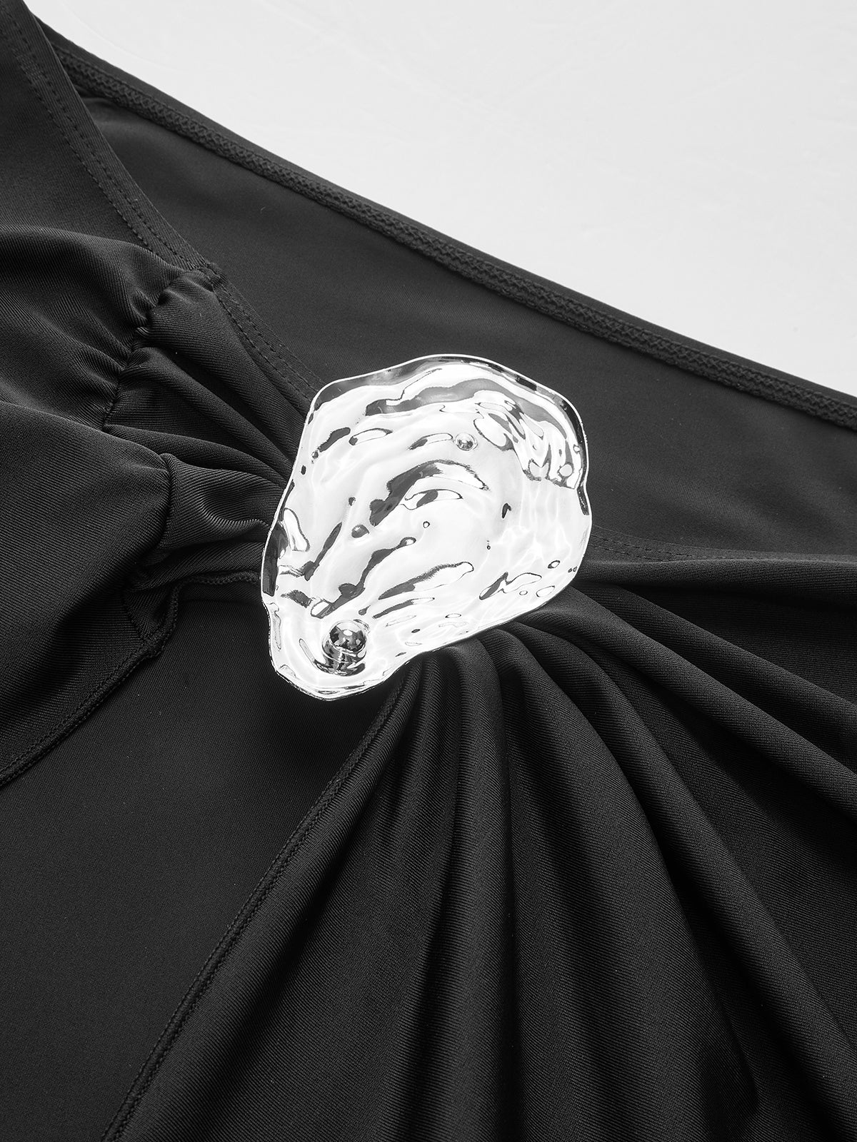 Metal Aksesuarlı Sarong Etek Siyah Jersey - 6. görünüm