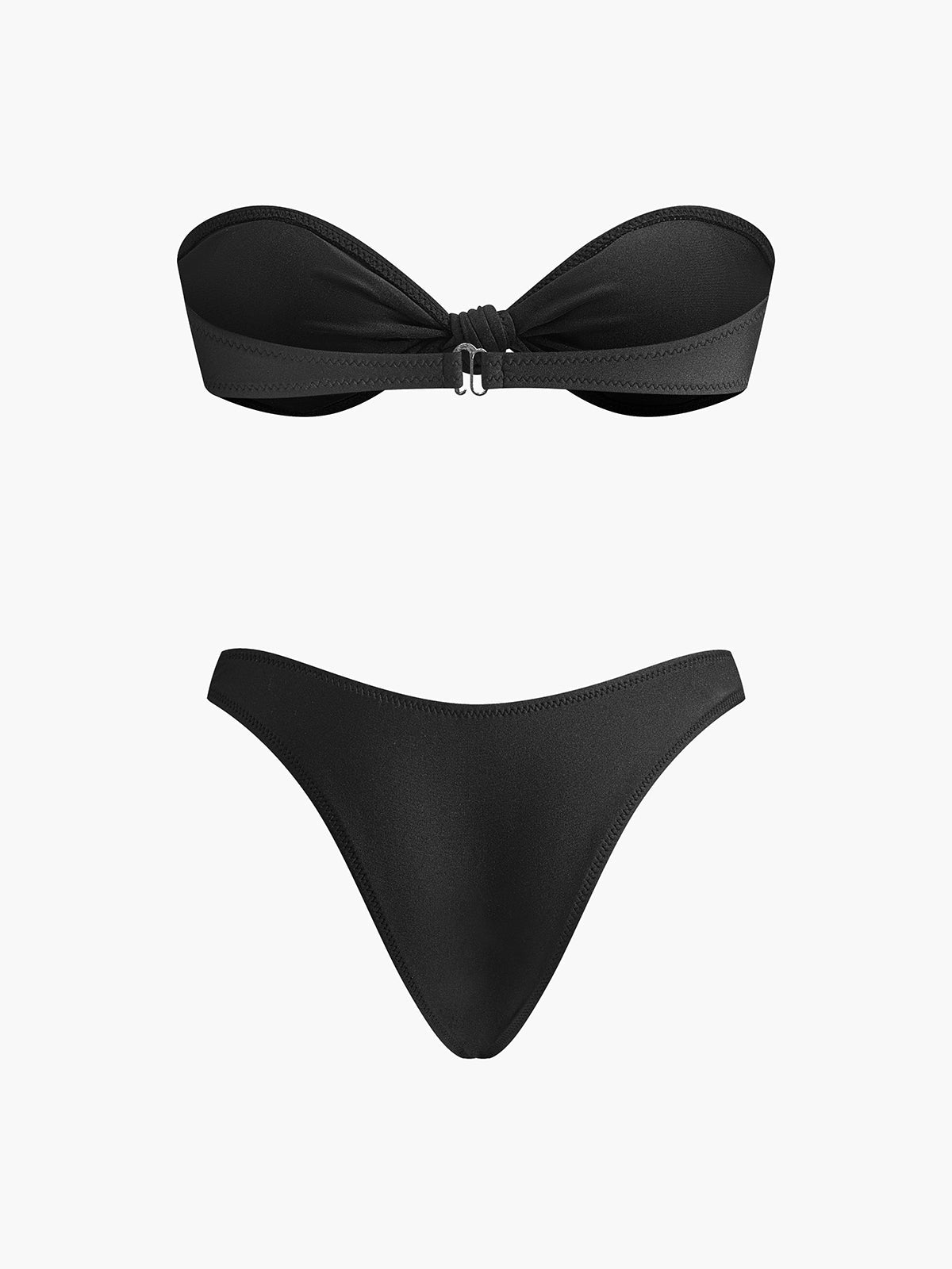 Şık Düğümlü Bandeau Bikini Takımı Siyah