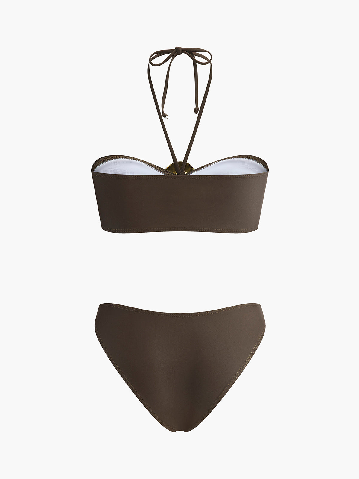 Metal Aksan Bikini Takımı Drapeli Etek Koyu Kahverengi