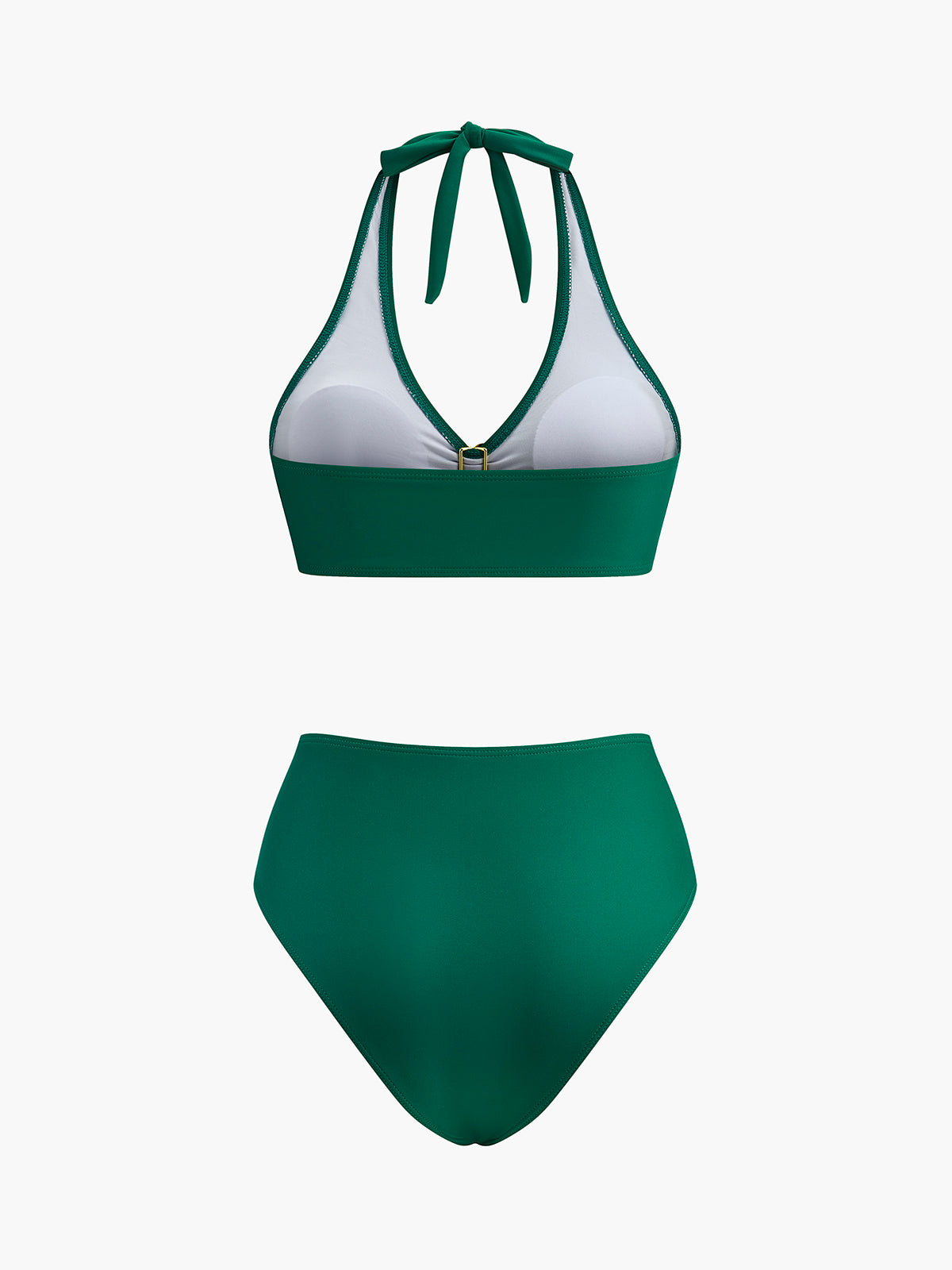 Metal Çiçek Detaylı Halter Bikini Takımı Yeşil