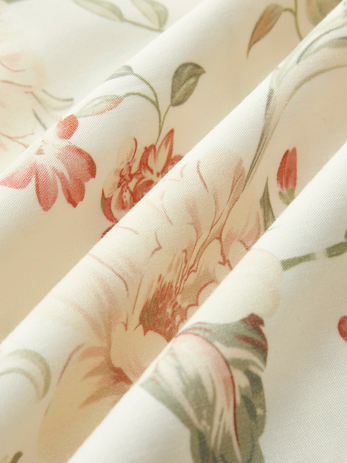 Çiçekli Midi Elbise Kalp Yaka Askılı Bej Volan Detaylı