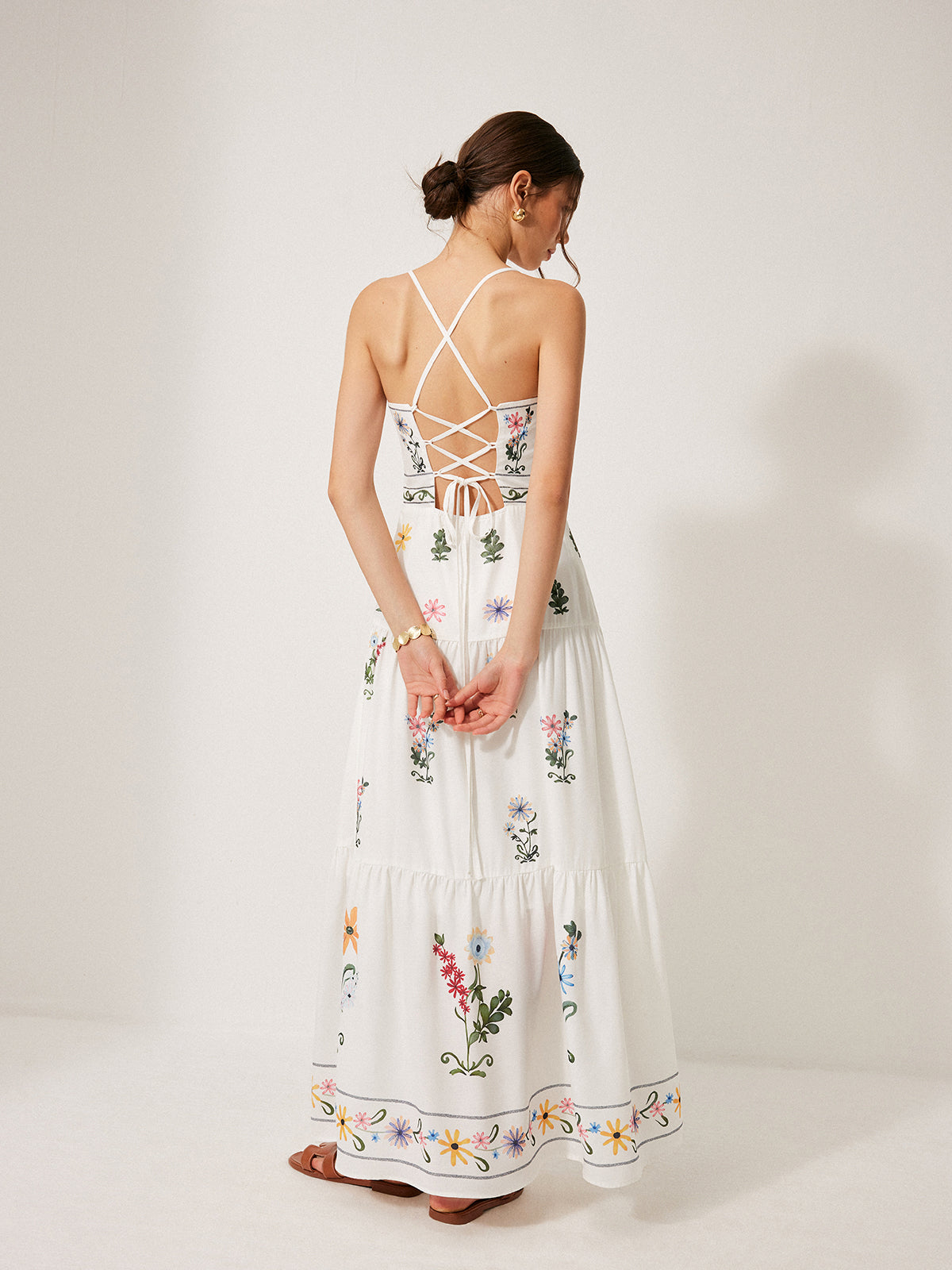 Boho Bağcıklı Sırt Askılı Elbise