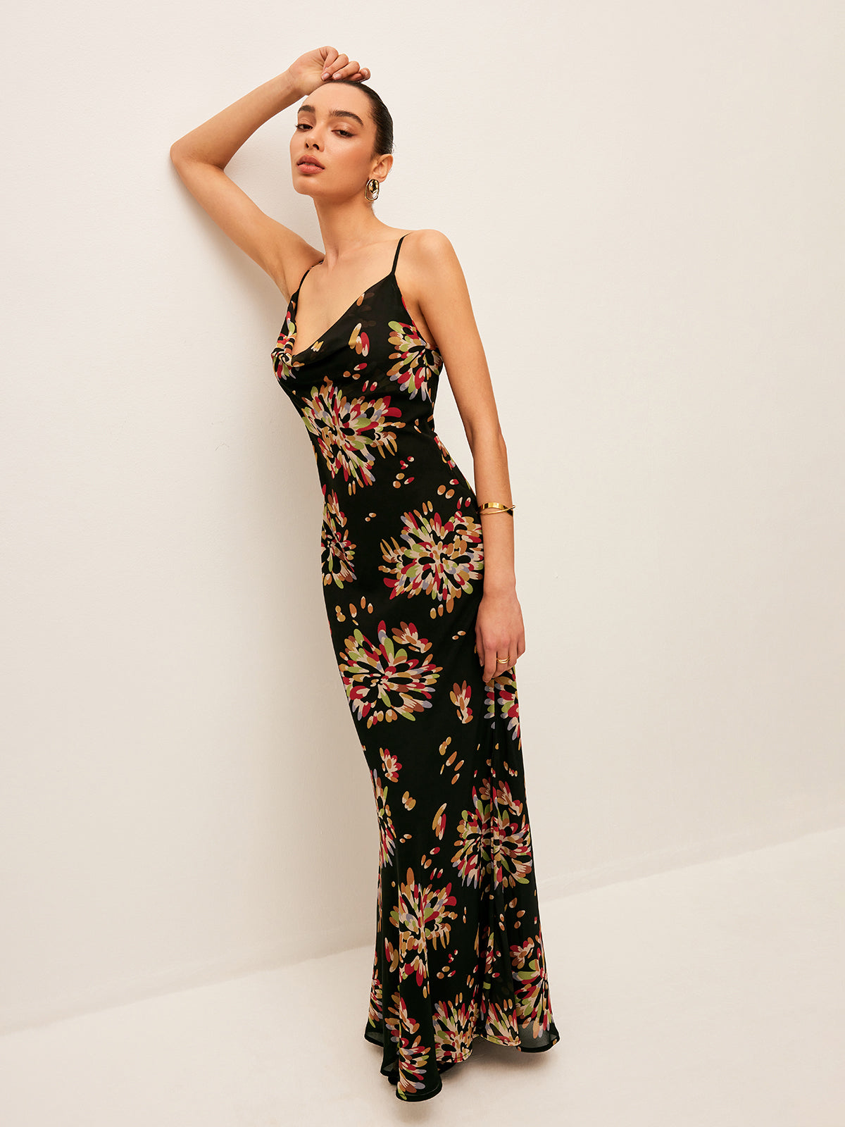Boho Sırtı Bağlı Şifon Askılı Elbise
