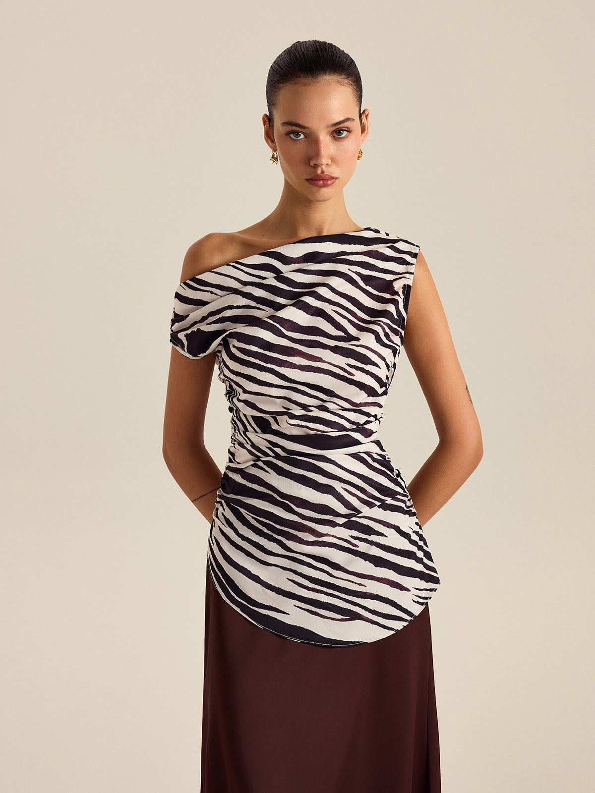 Zebra Desenli Omuz Açık Üst - 6. görünüm