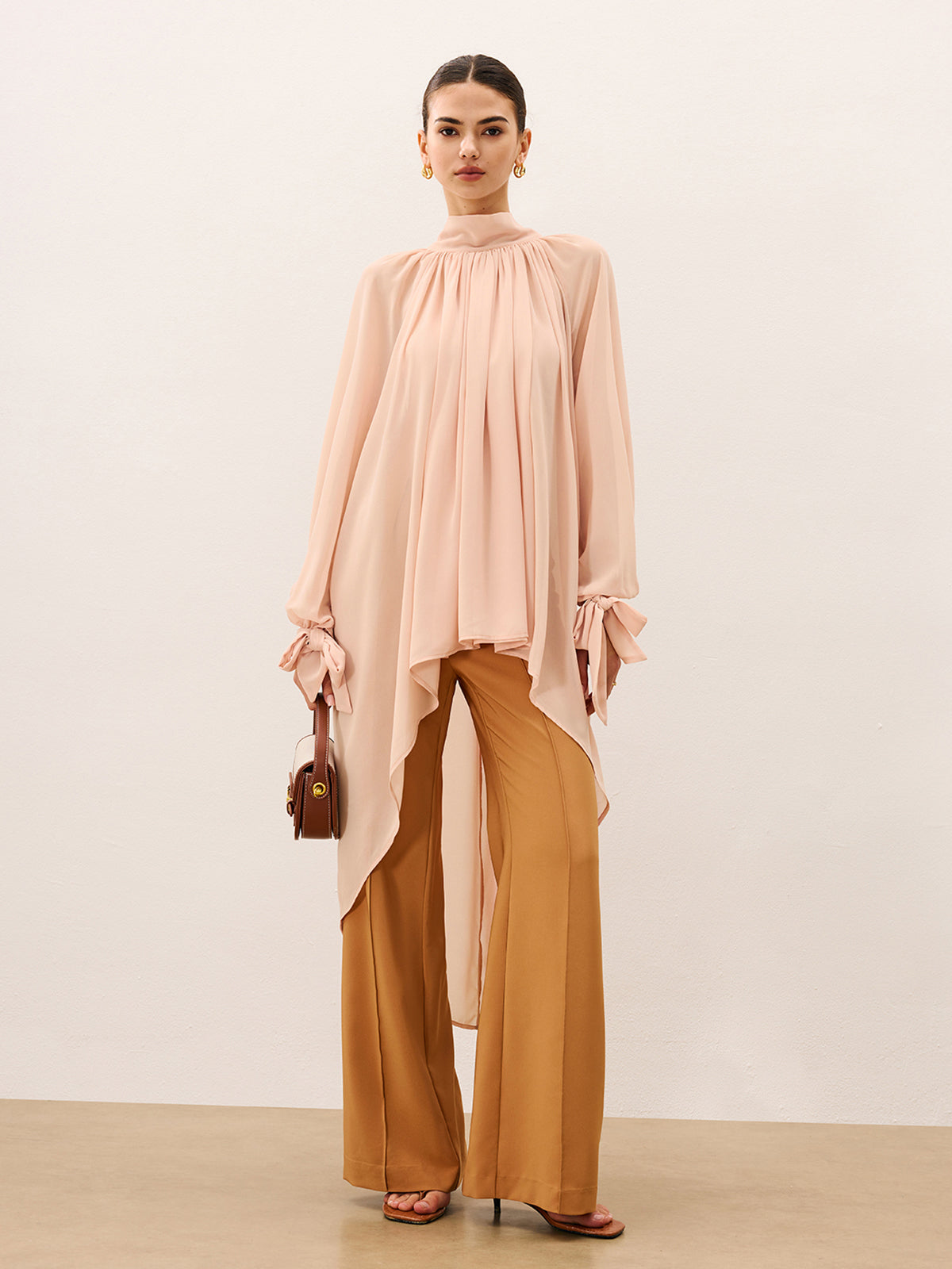 Fırfırlı Oversize Yarı Şeffaf Şifon Bluz