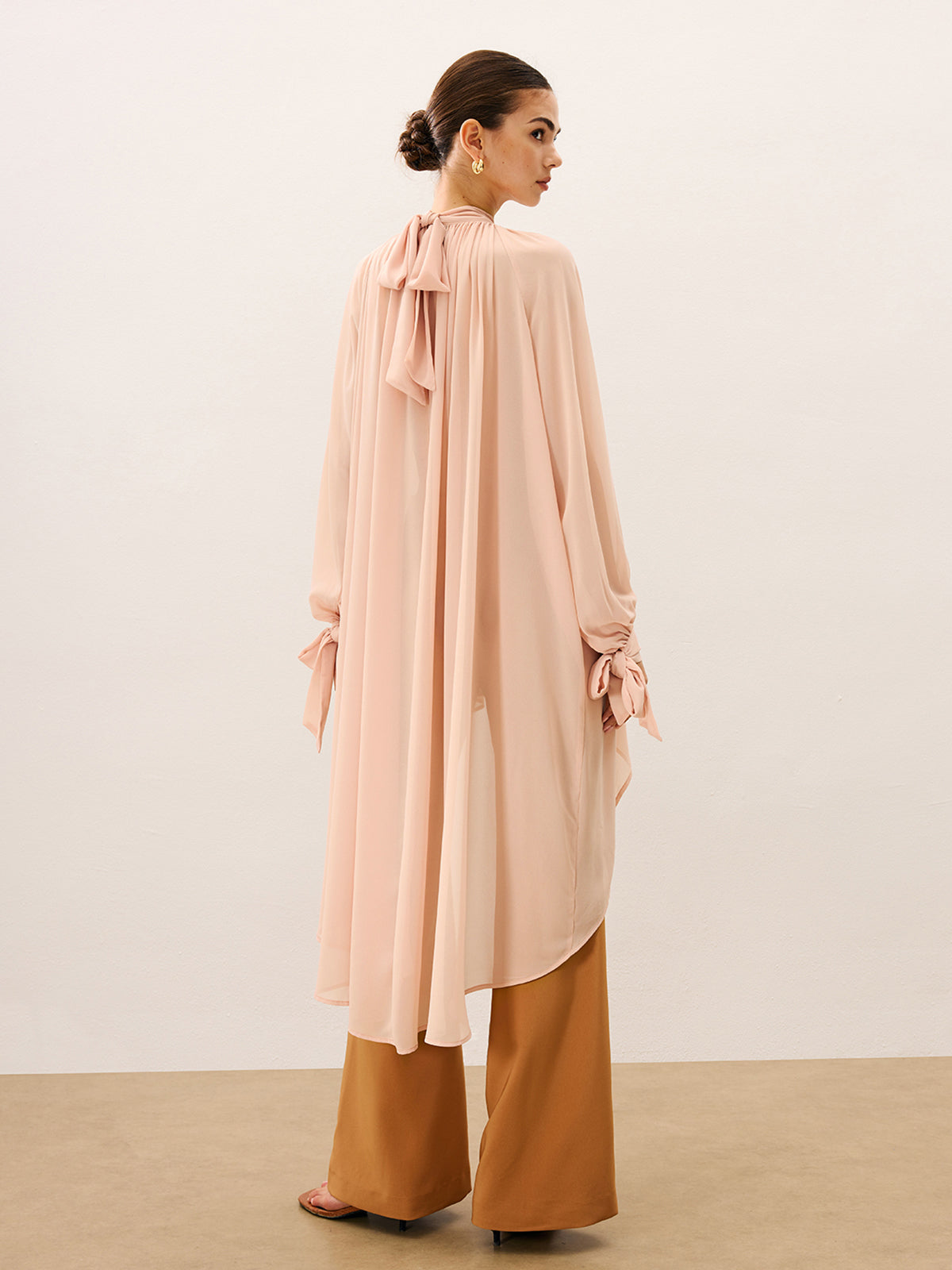 Fırfırlı Oversize Yarı Şeffaf Şifon Bluz