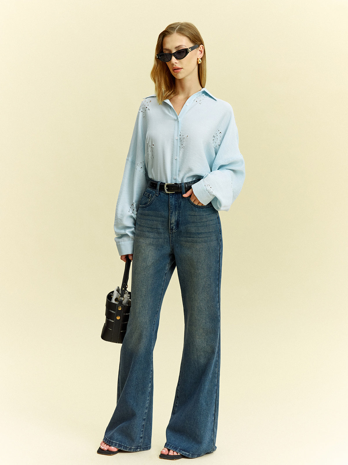 Oversize Göz Detaylı Gömlek - 3. görünüm