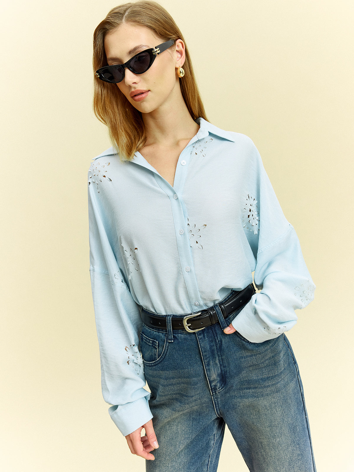 Oversize Göz Detaylı Gömlek - 4. görünüm