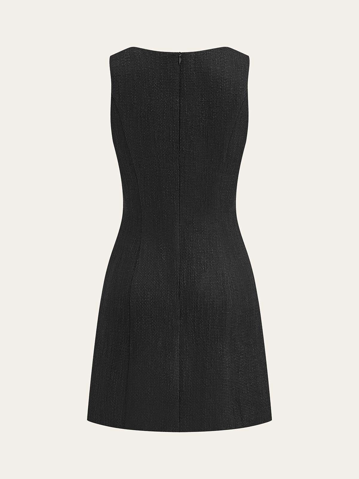 Kolsuz Düğmeli Mini Takım Elbise Siyah Tweed