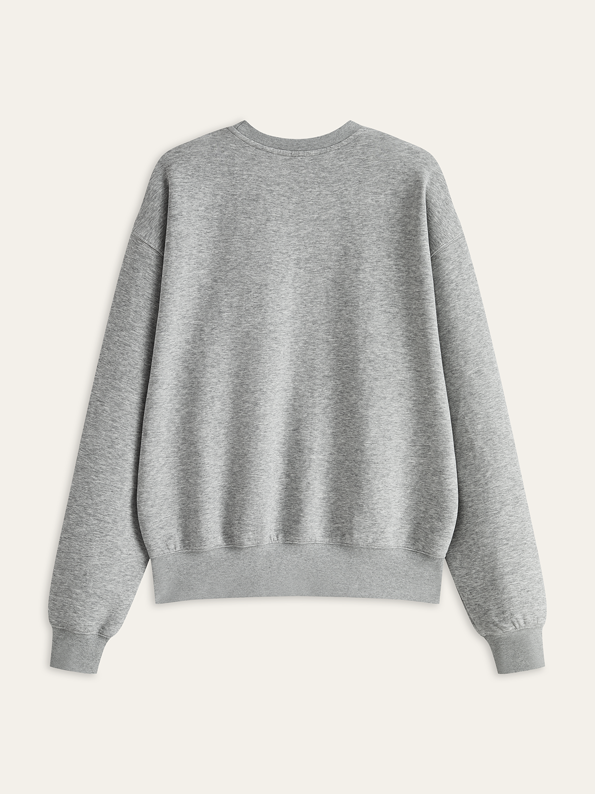 Pamuk Karışımlı Yuvarlak Yaka Sweatshirt Açık Gri Uzun Kollu