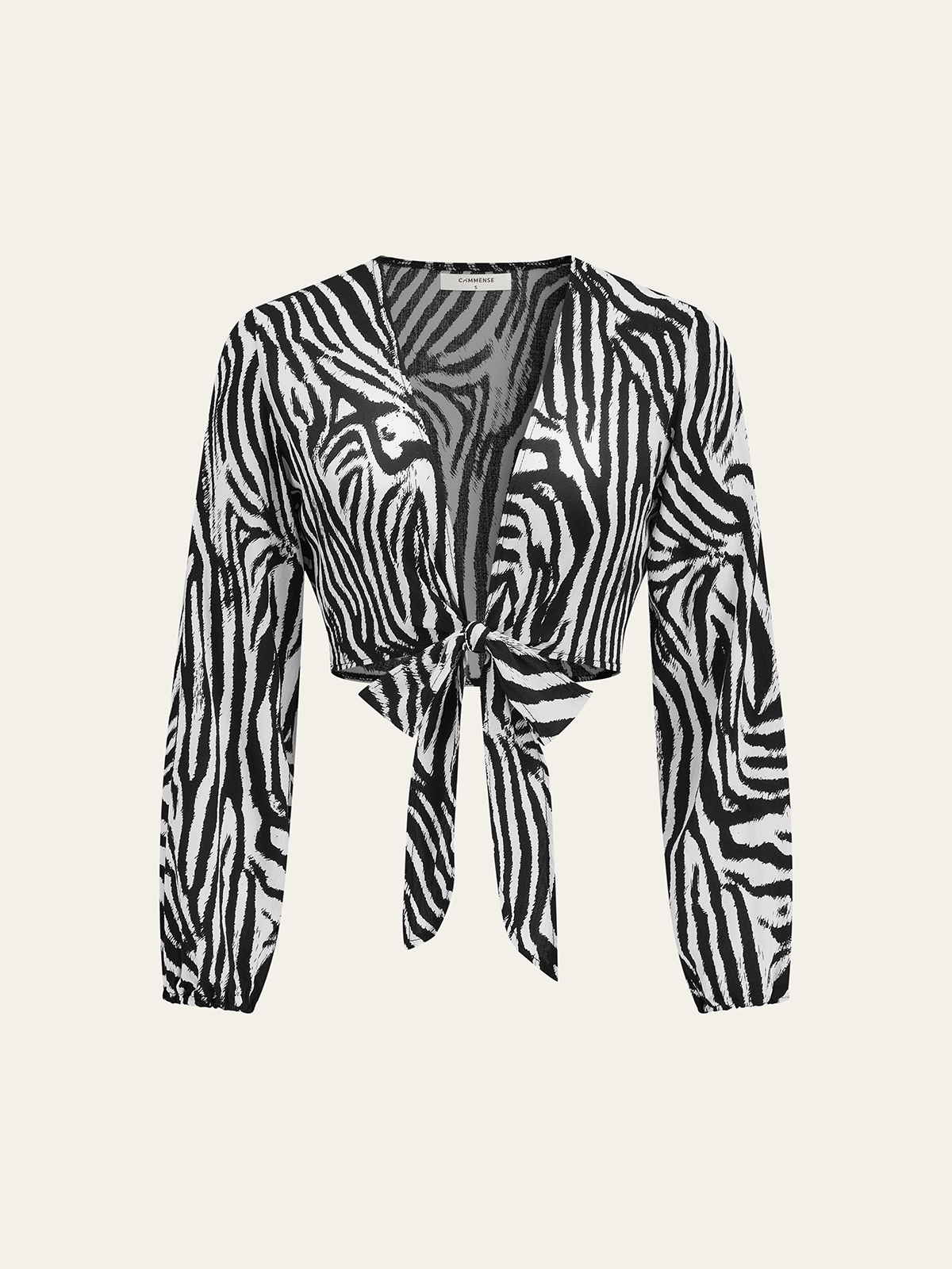 Zebra Desenli Önden Bağlamalı Üst - 2. görünüm