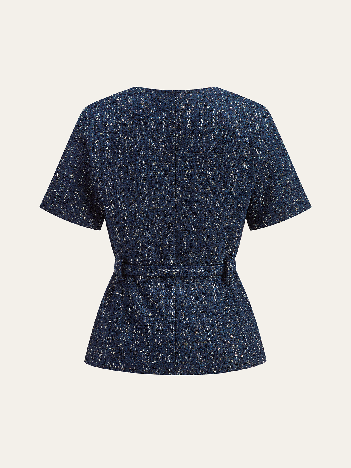 Kemerli Tweed Kısa Kollu Blazer - 4. görünüm