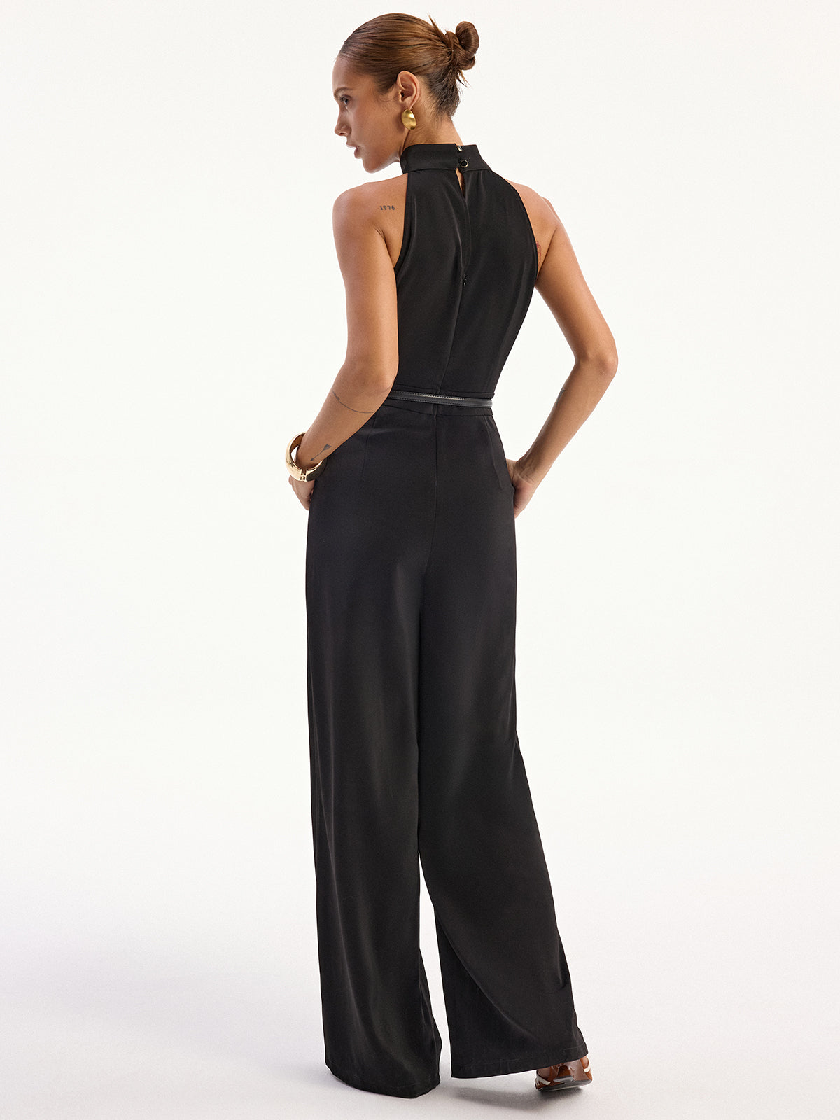 Halter Yaka Yırtmaçlı Tulum Maksi Elbise - 5. görünüm