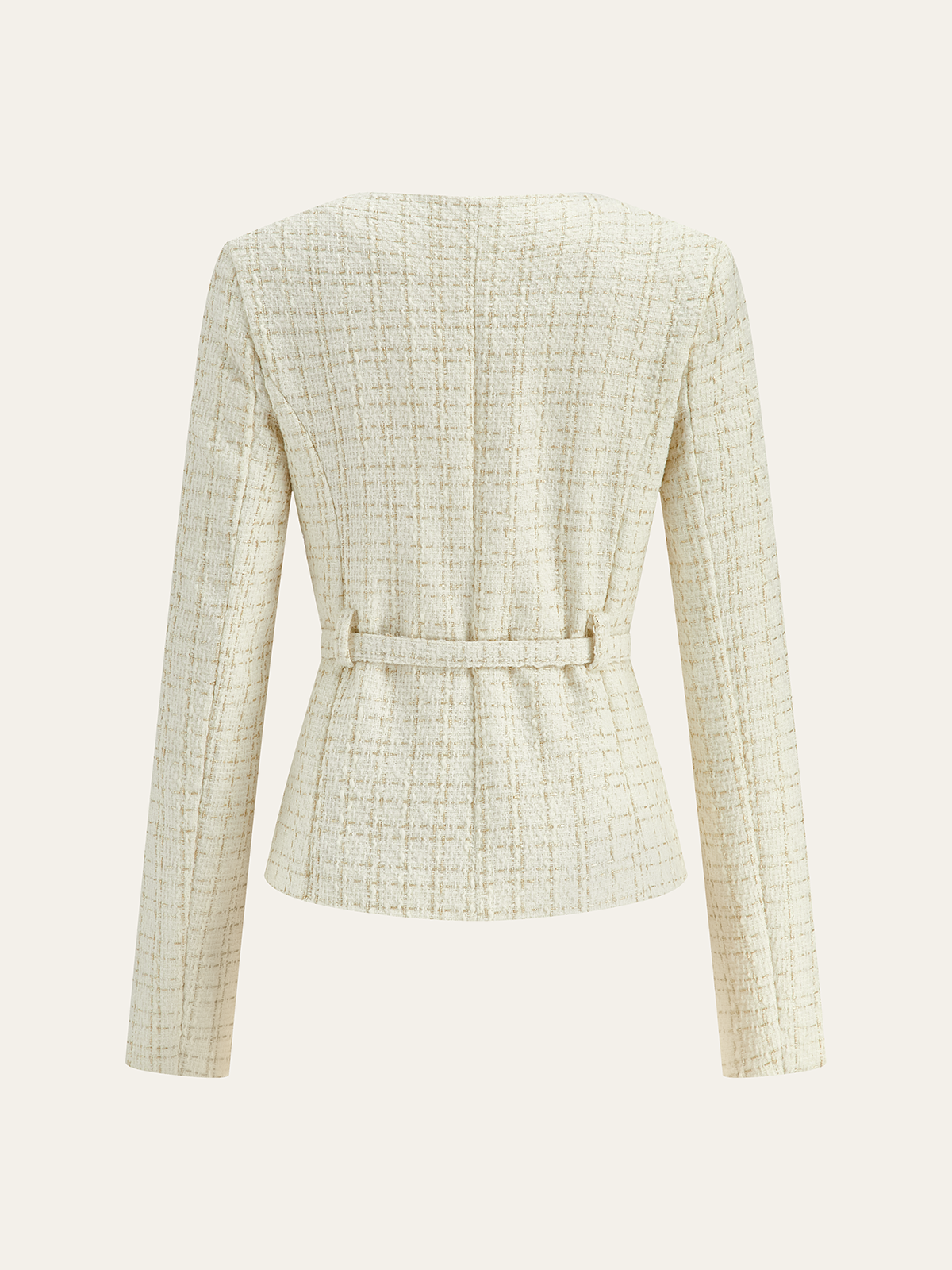 Metal Düğmeli Tweed Kemerli Blazer - 2. görünüm