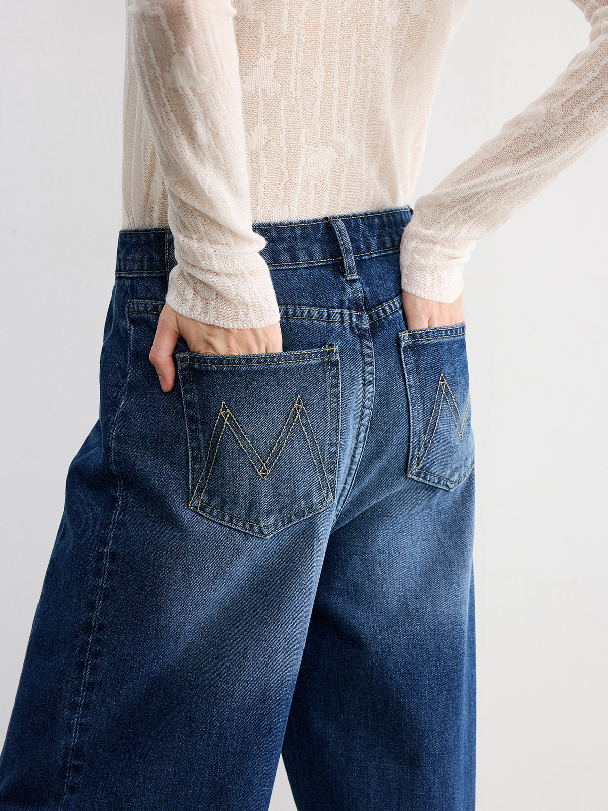 Paça Detaylı Jean Lacivert Regular Fit - 4. görünüm
