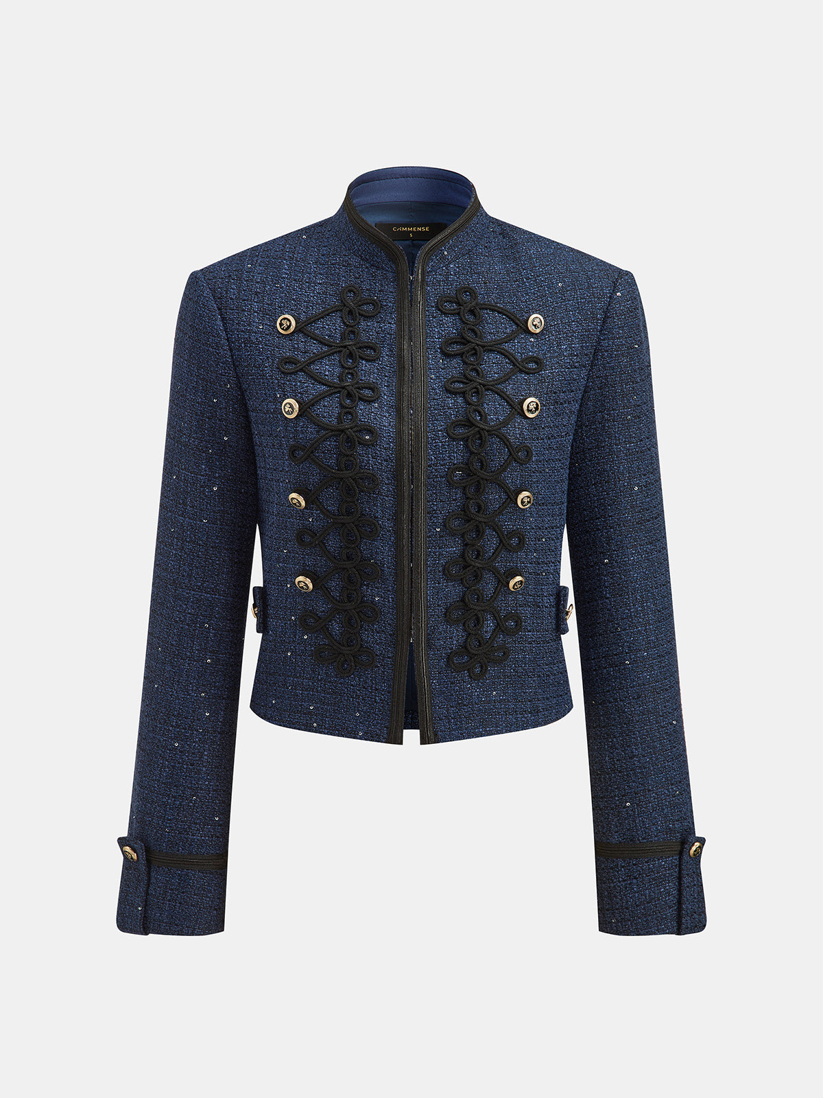 Askeri Stil Örgü Detaylı Tüvit Blazer - Lacivert - görsel 3