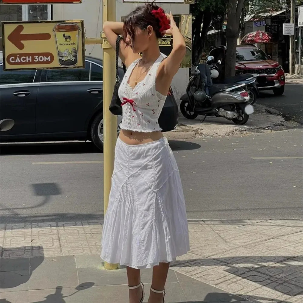 Kirazlı Boyundan Geçmeli Bluz - 3. görünüm