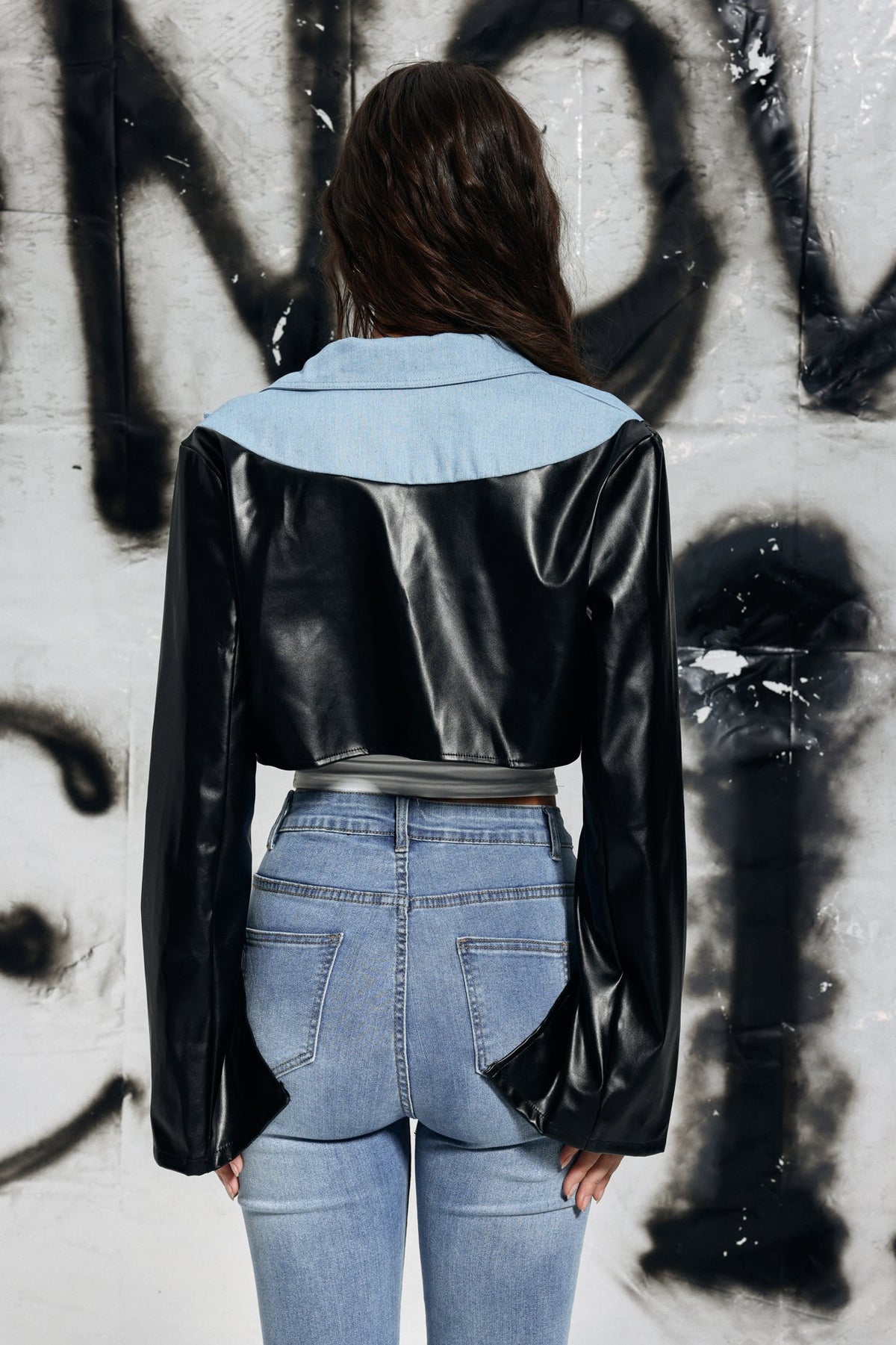Calloway Denim Deri Kısa Ceket - 3. görünüm