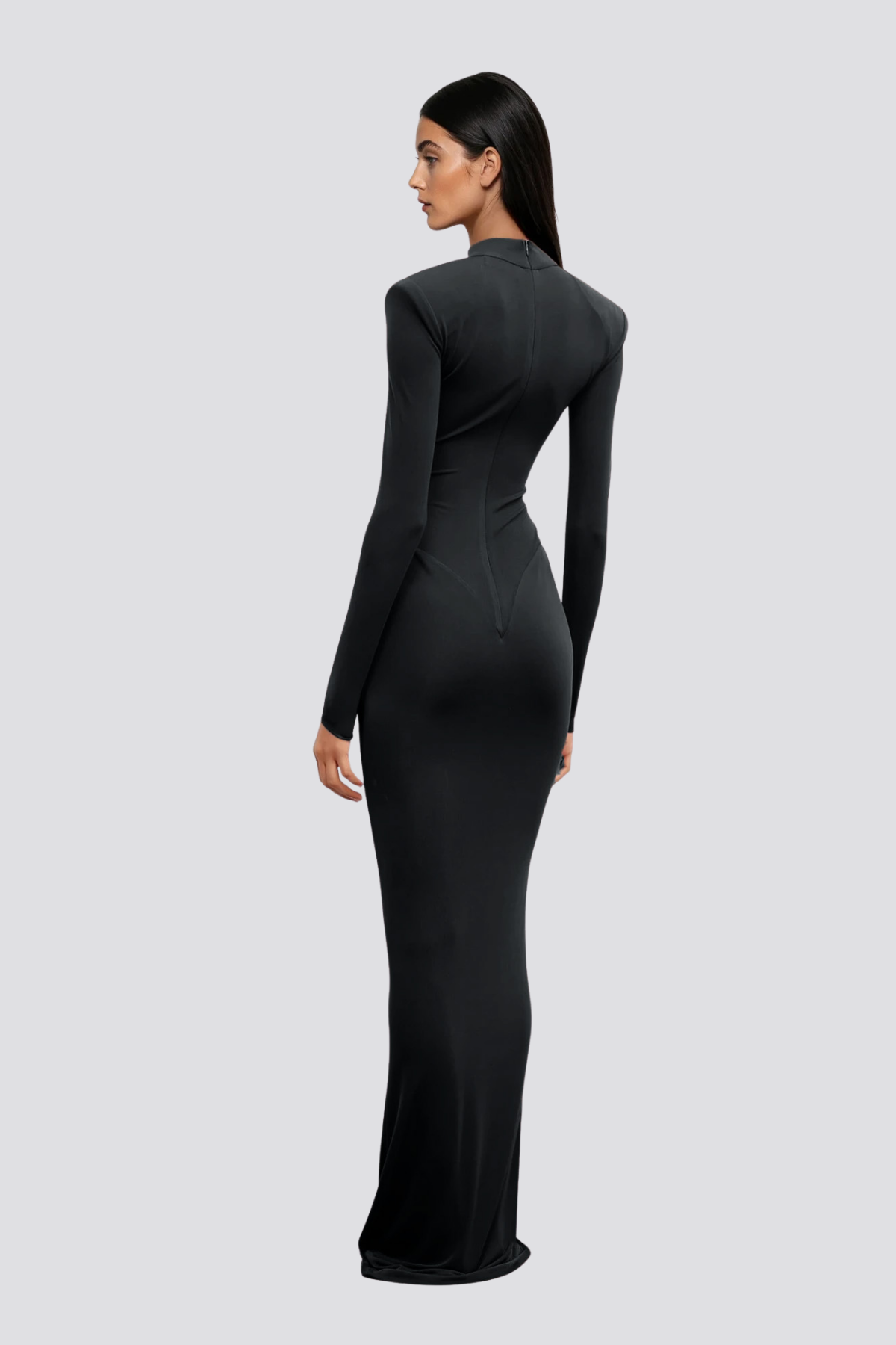 Cesarina Deconstruct Ruch Bodycon Maxi Elbise Siyah - 2. görünüm