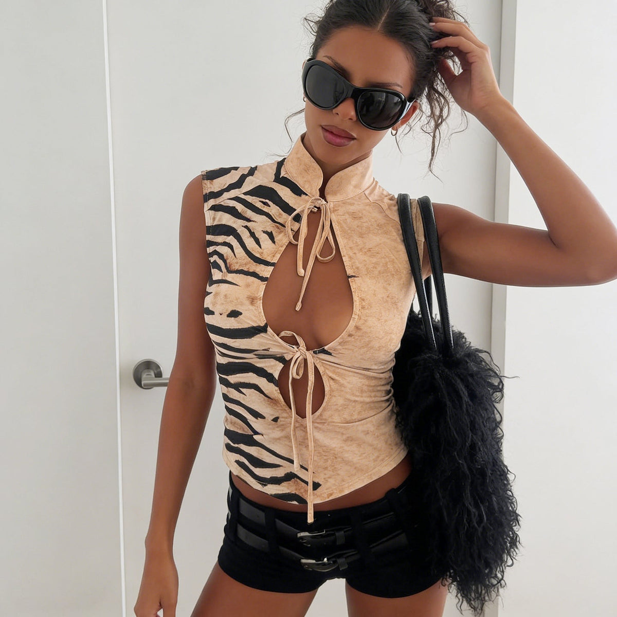 Zilly Zebra Desenli Halter Top - 2. görünüm