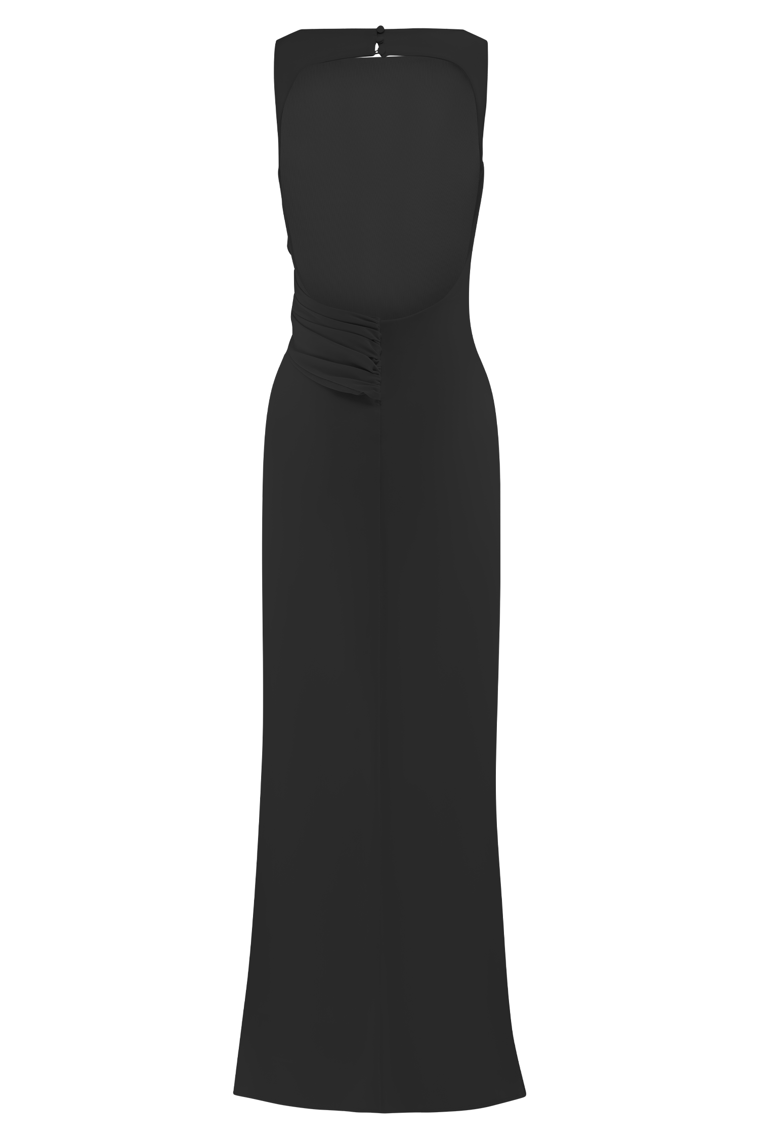 Henley Slinky Drape Maxi Elbise - Siyah