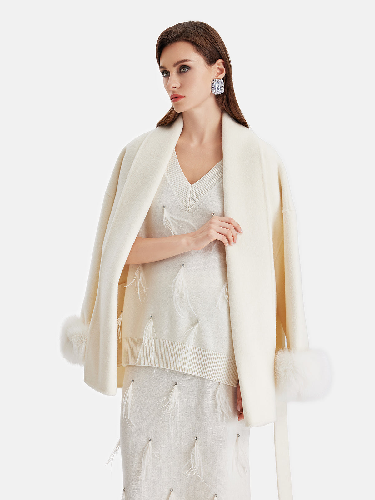 Minimalist Peluş Manşetli Ceket - 6. görünüm